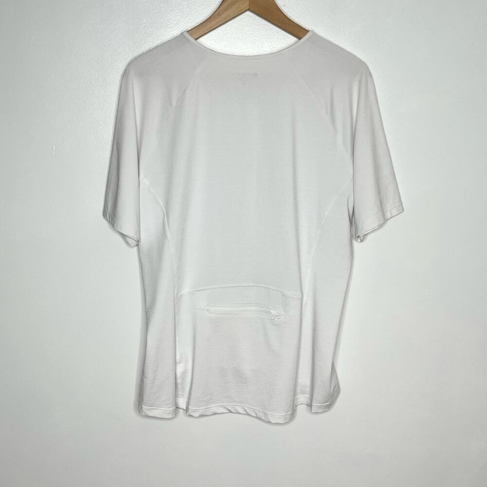 Athleta Short Sleeve Quarter Zip Top XL White Draped Back Zip Pocket Workout - Picture 5 of 9